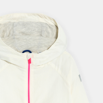 سترة واقية من المطر بغطاء رأس باللون البيج للفتيات